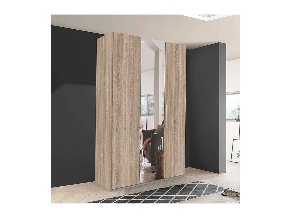 Jugendschrank in Eiche Sägerau 2 türig mit Spiegel