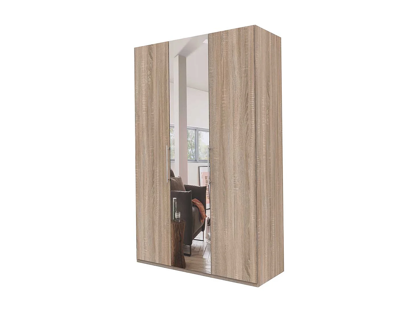 Jugendschrank in Eiche Sägerau 2 türig mit Spiegel