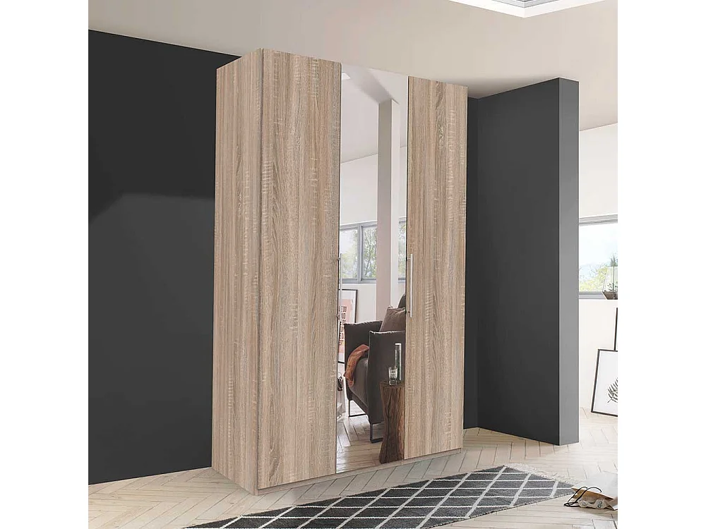 Jugendschrank in Eiche Sägerau 2 türig mit Spiegel