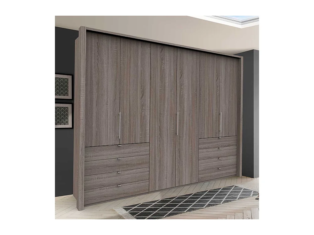 Großer Schlafzimmerkleiderschrank in Eiche Trüffelfarben Made in Germany