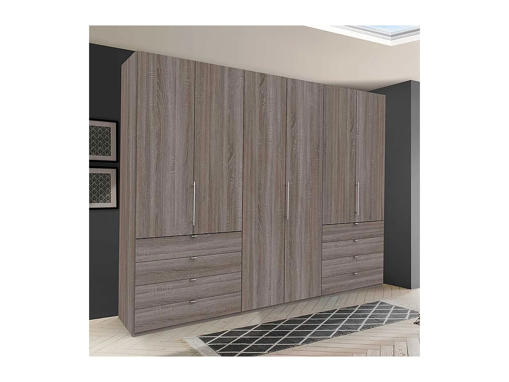 Großer Schlafzimmerkleiderschrank in Eiche Trüffelfarben Made in Germany