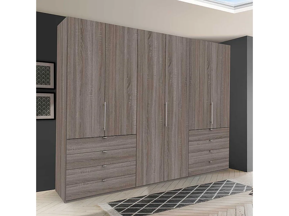 Großer Schlafzimmerkleiderschrank in Eiche Trüffelfarben Made in Germany