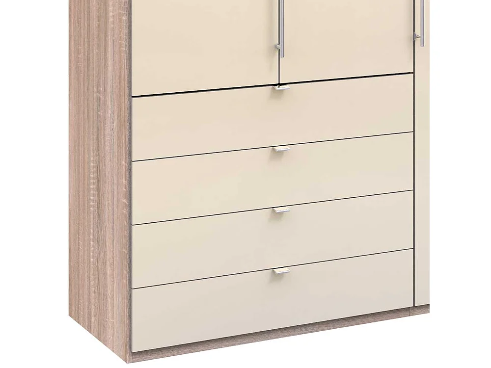 Breiter Schlafzimmerkleiderschrank mit acht Schubladen 3 türig