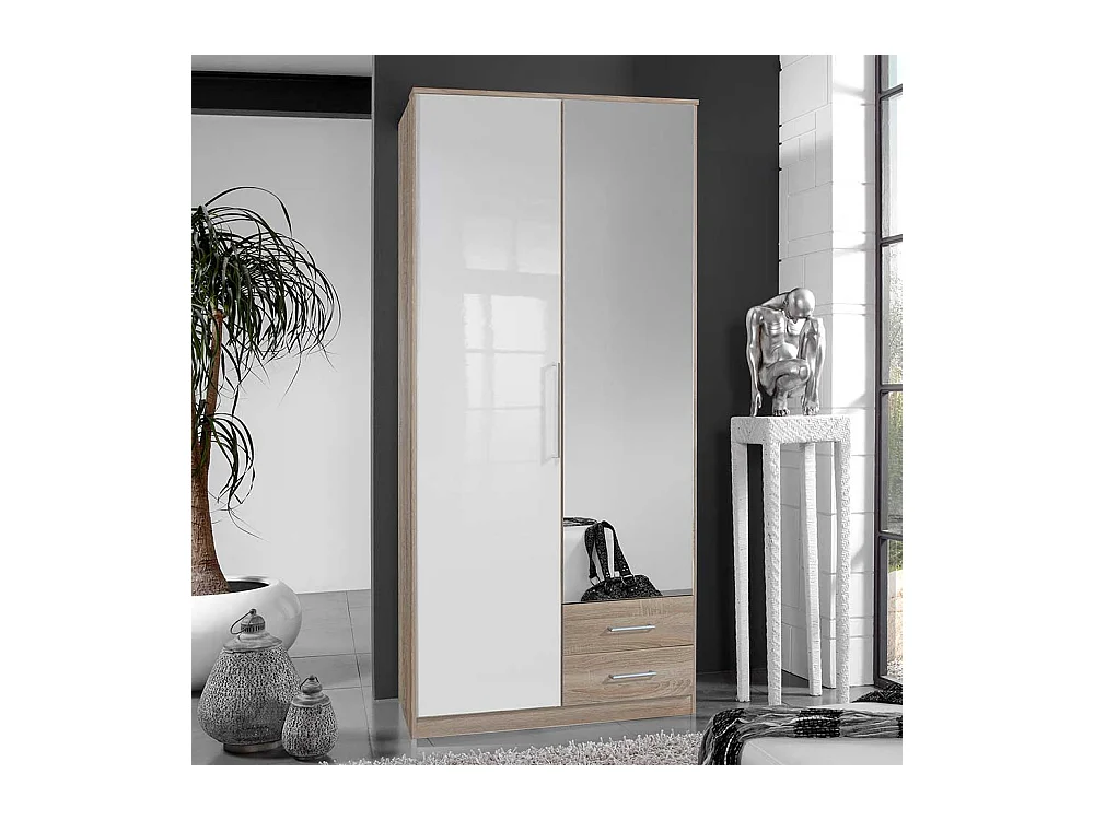 Jugendkleiderschrank mit Schubladen in Eiche Sägerau Weiß