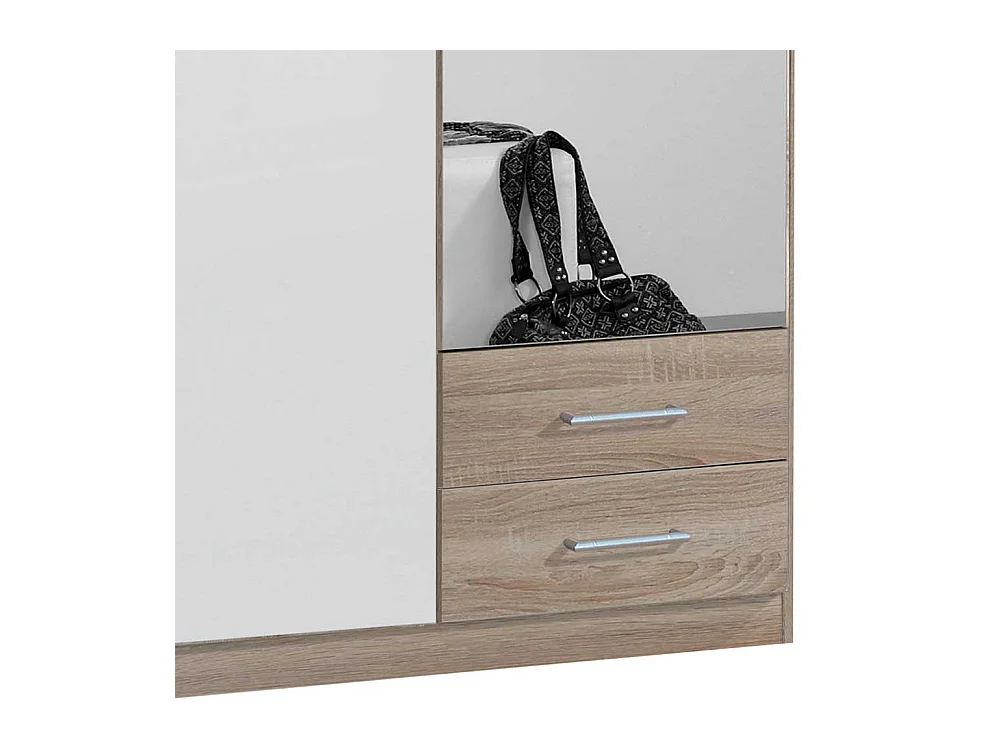 Jugendkleiderschrank mit Schubladen in Eiche Sägerau Weiß