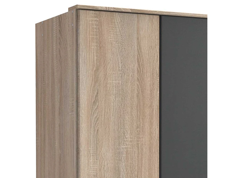 Zweifarbiger Schlafzimmerkleiderschrank in Eiche Sägerau Dunkelgrau