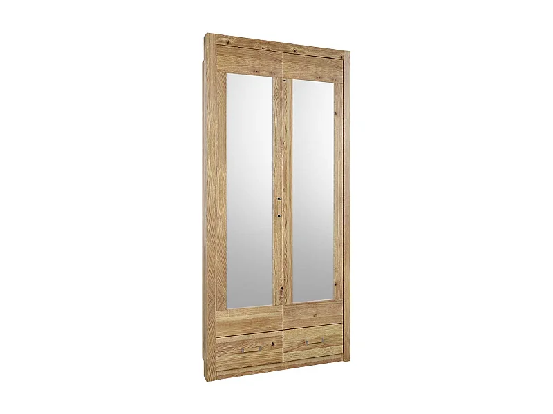 Spiegeltüren Schrank mit zwei Schubladen Asteiche teilmassiv