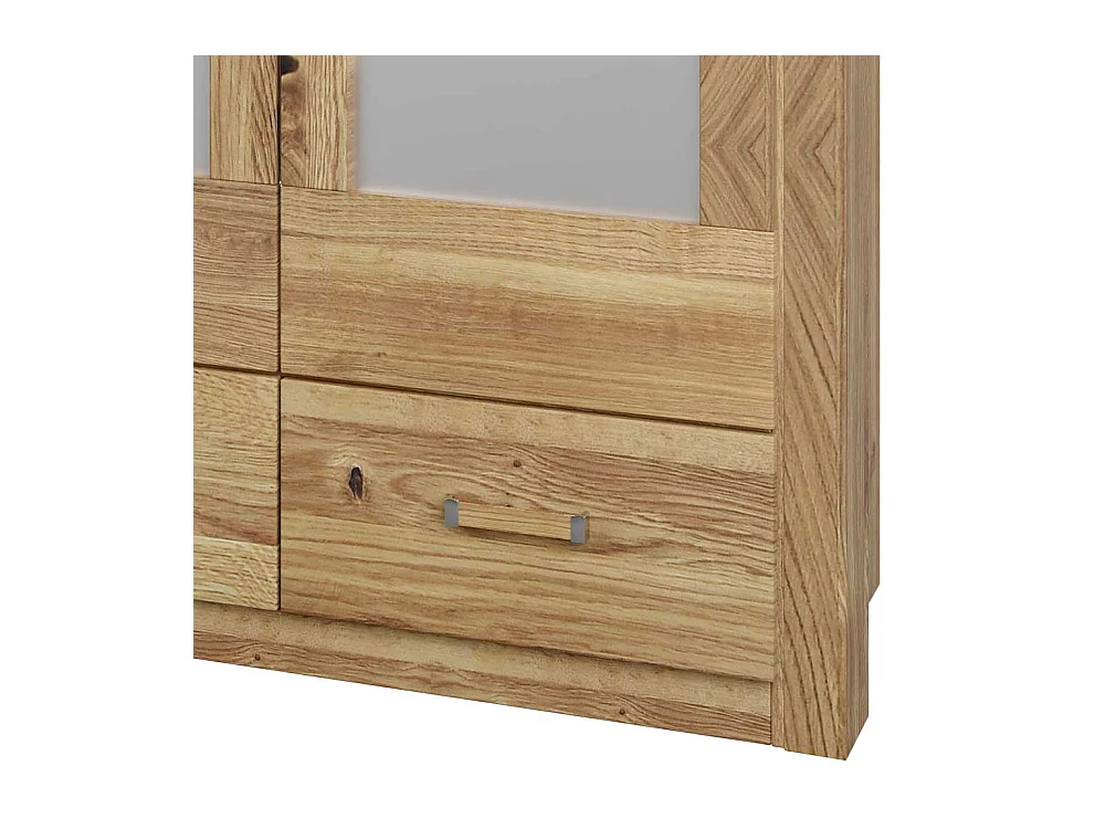 Spiegeltüren Schrank mit zwei Schubladen Asteiche teilmassiv