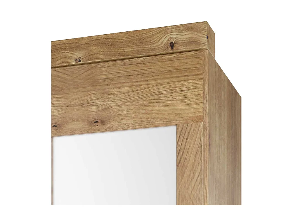 Spiegeltüren Schrank mit zwei Schubladen Asteiche teilmassiv