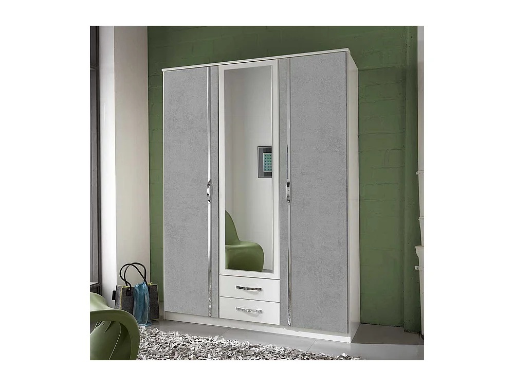 Jugendkleiderschrank 135 cm breit in modernem Design zwei Schubladen