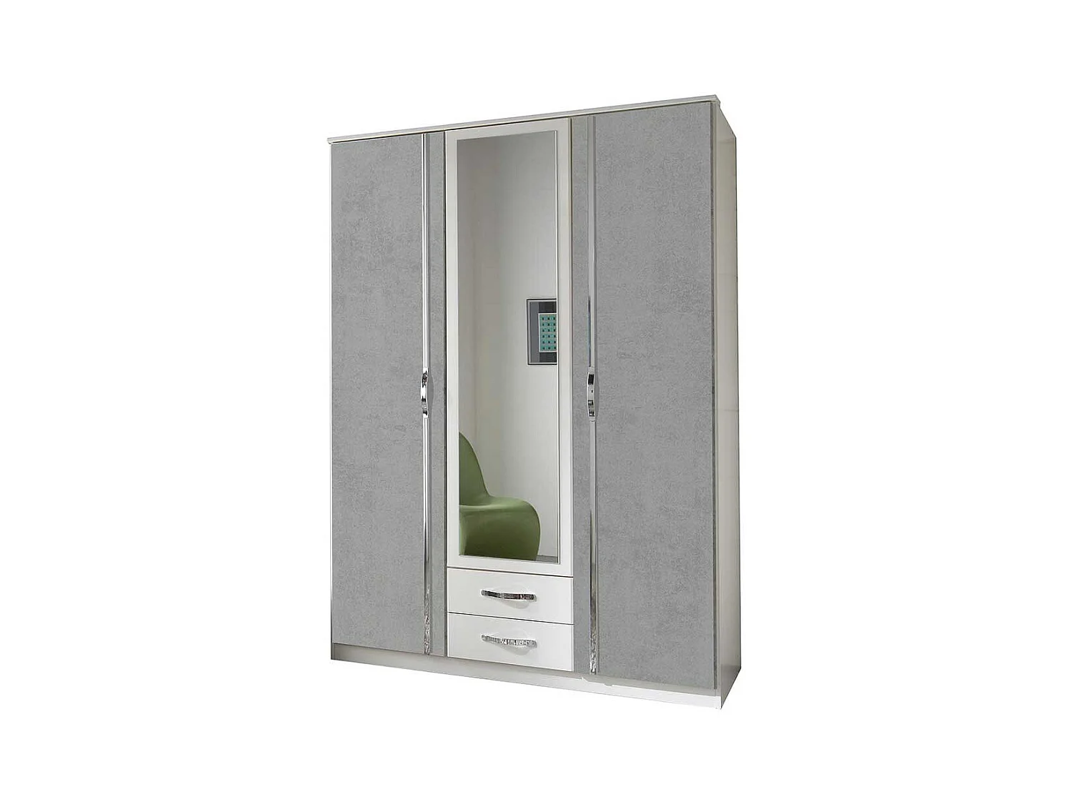 Jugendkleiderschrank 135 cm breit in modernem Design zwei Schubladen