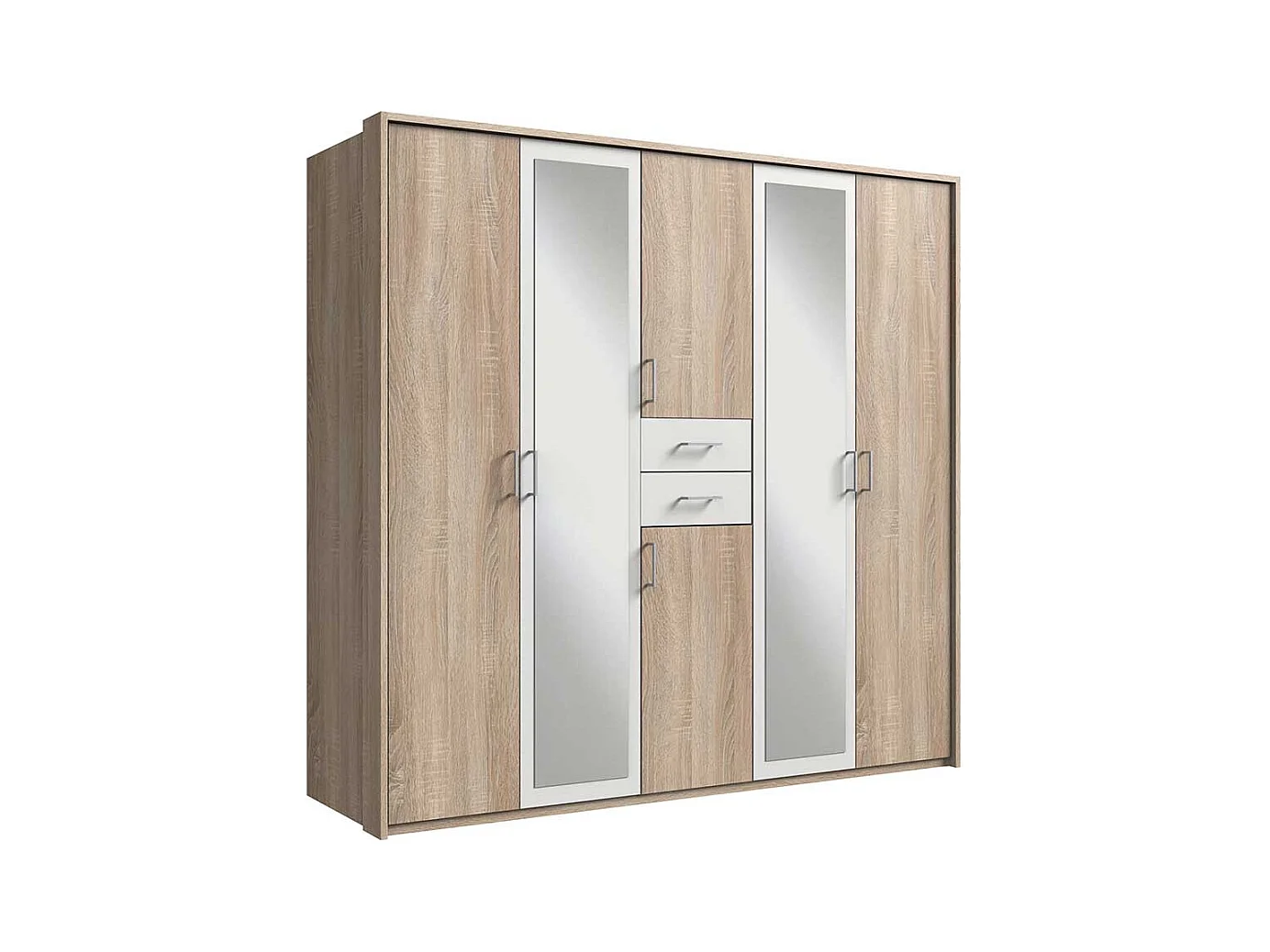 Moderner Drehtürenkleiderschrank in Eiche Sägerau Weiß