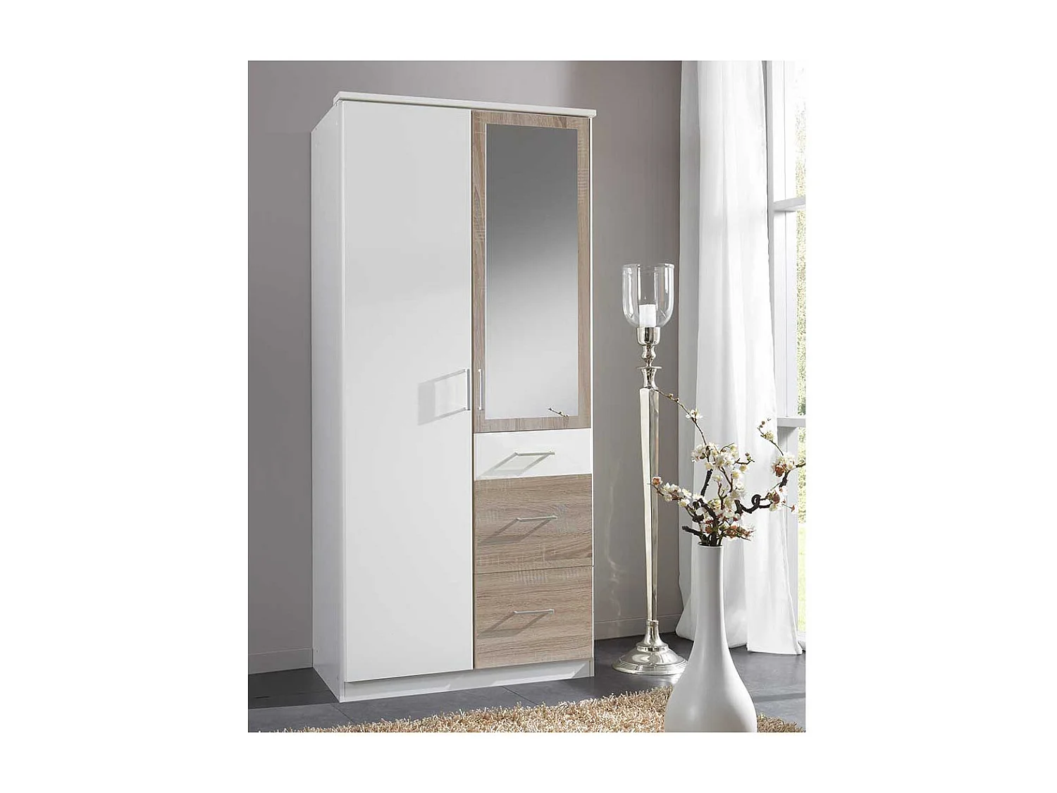 Jugendkleiderschrank mit Spiegeltür und drei Schubladen Made in Germany