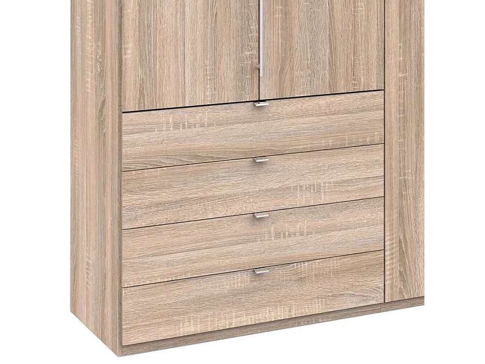 Kombi Schlafzimmerkleiderschrank mit Falttüren und Schubladen Eiche Sägerau