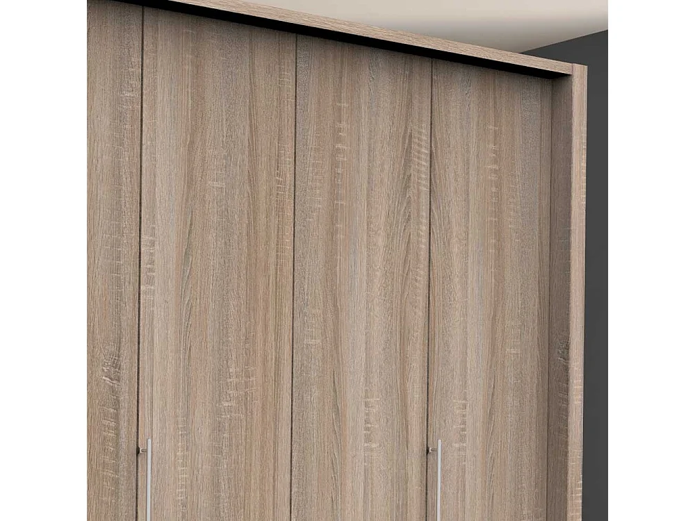 Kombi Schlafzimmerkleiderschrank mit Falttüren und Schubladen Eiche Sägerau