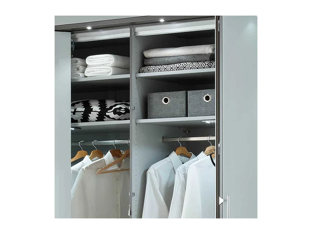 Schlafzimmerkleiderschrank in Braun und Weiß Glas beschichtet Falttüren