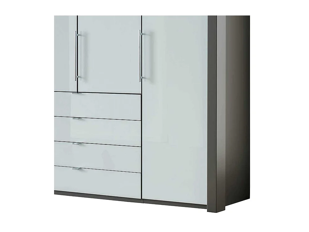 Schlafzimmerkleiderschrank in Braun und Weiß Glas beschichtet Falttüren