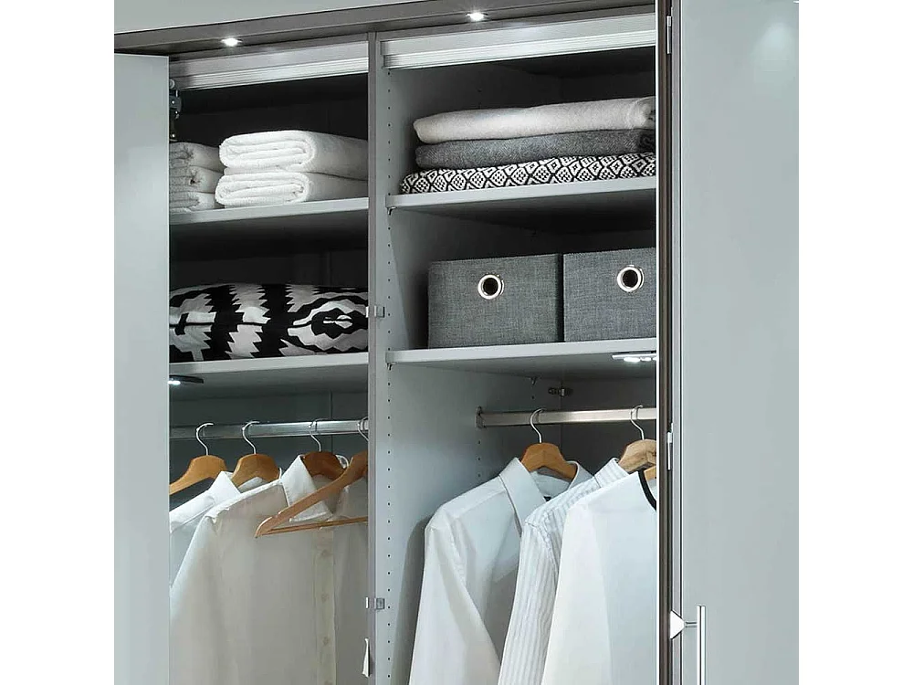 Schlafzimmerkleiderschrank in Braun und Weiß Glas beschichtet Falttüren