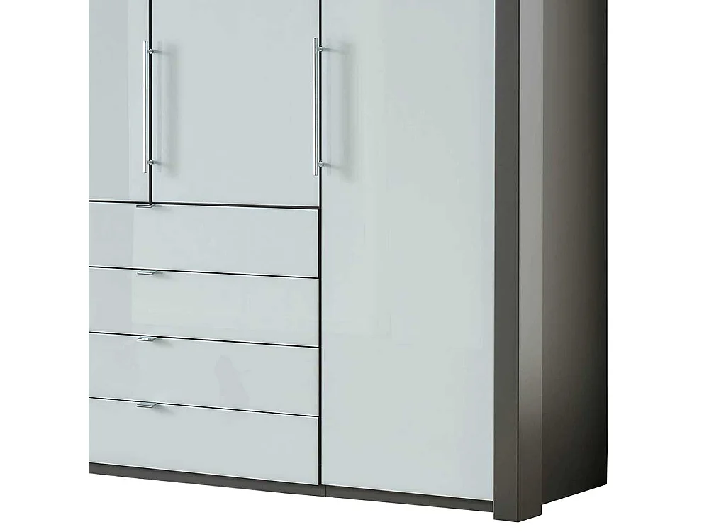 Schlafzimmerkleiderschrank in Braun und Weiß Glas beschichtet Falttüren