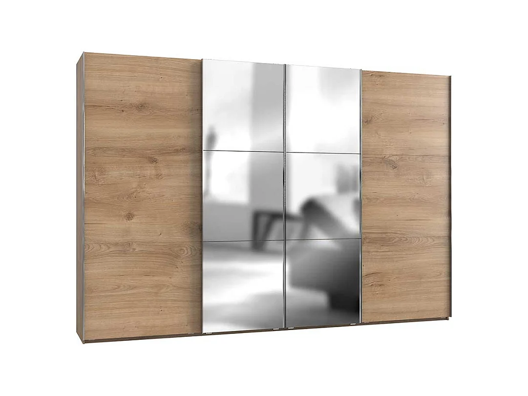 Schiebeschrank in Plankeneiche Holzoptik Spiegeltüren
