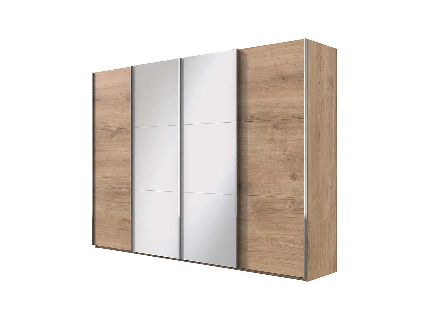Schiebeschrank in Plankeneiche Holzoptik Spiegeltüren