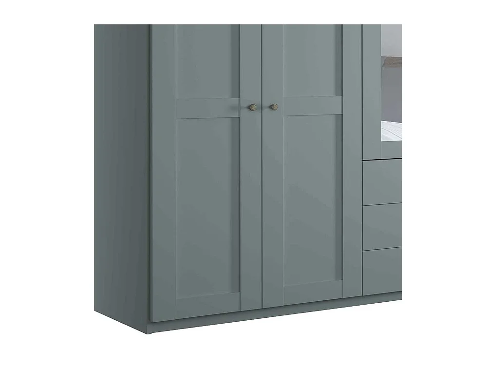 Landhausschlafzimmerschrank in Graugrün drei Schubladen