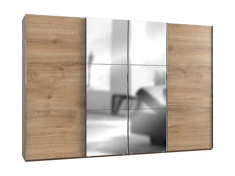 Schiebeschrank in Plankeneiche Holzoptik Spiegeltüren