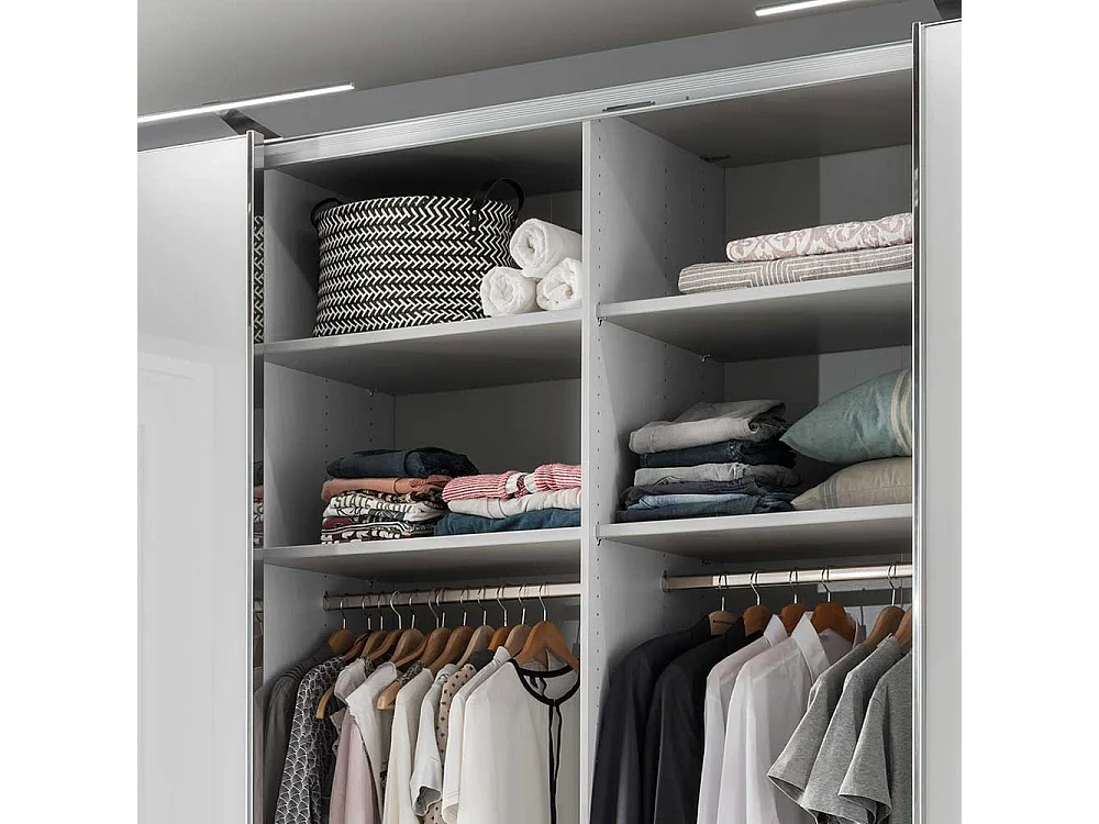 Schlafzimmerkleiderschrank in Weiß und Hellgrau 300 cm breit