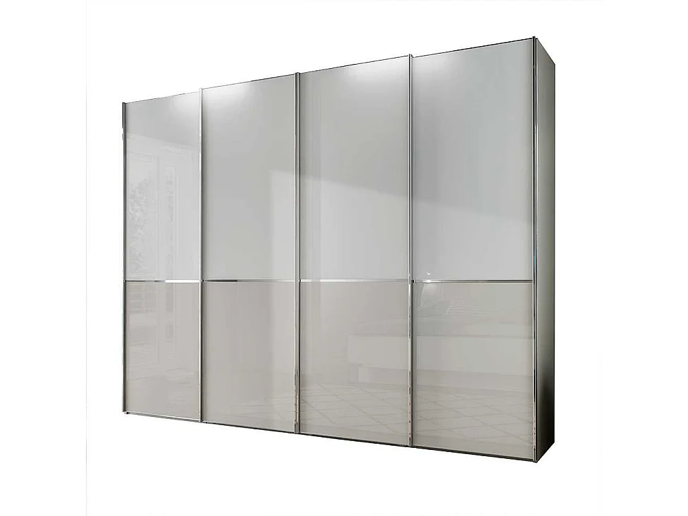 Schlafzimmerkleiderschrank in Weiß und Hellgrau 300 cm breit