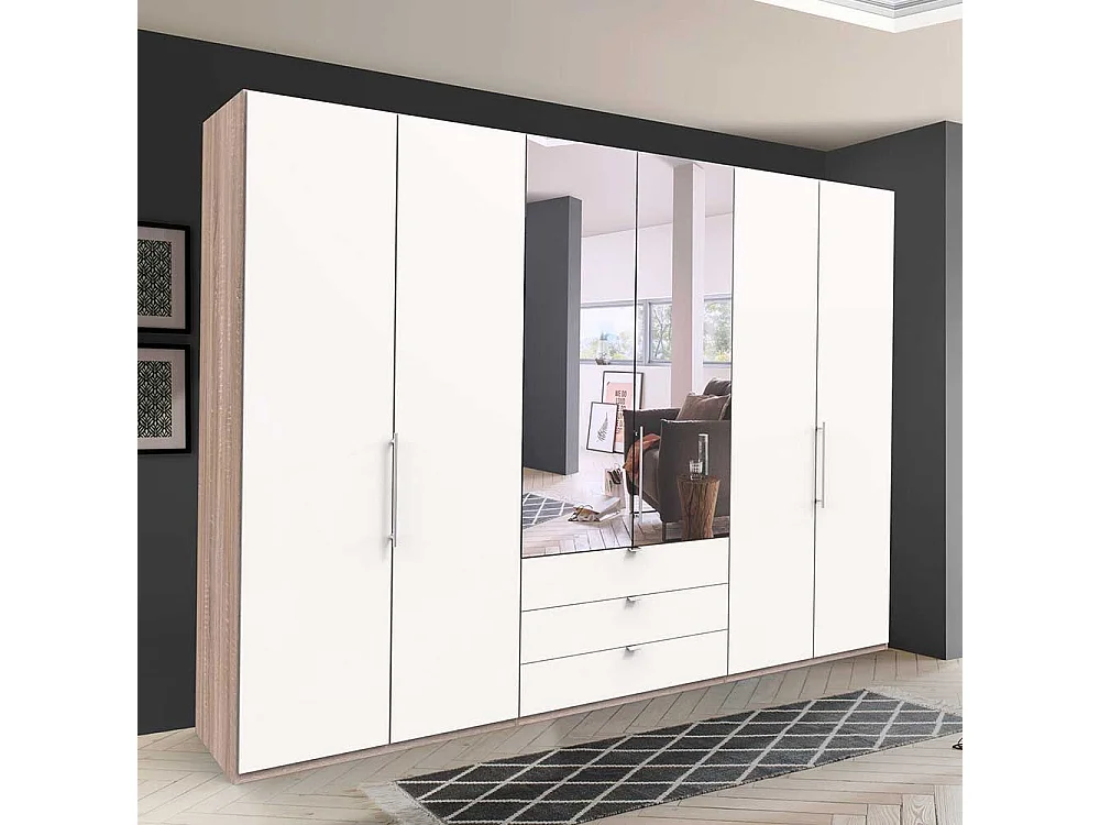 Schlafzimmerkleiderschrank in Weiß Eiche Sägerau