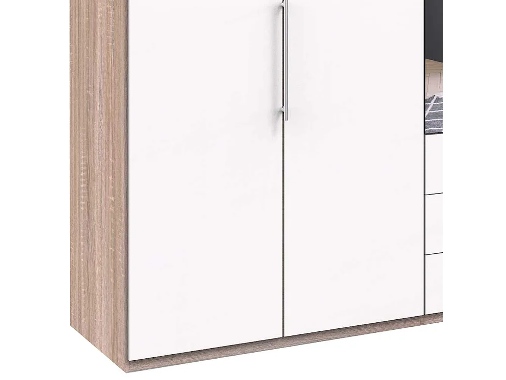 Schlafzimmerkleiderschrank in Weiß Eiche Sägerau