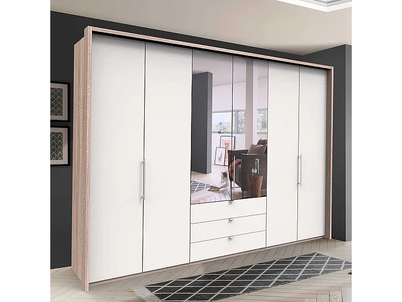Schlafzimmerkleiderschrank in Weiß Eiche Sägerau