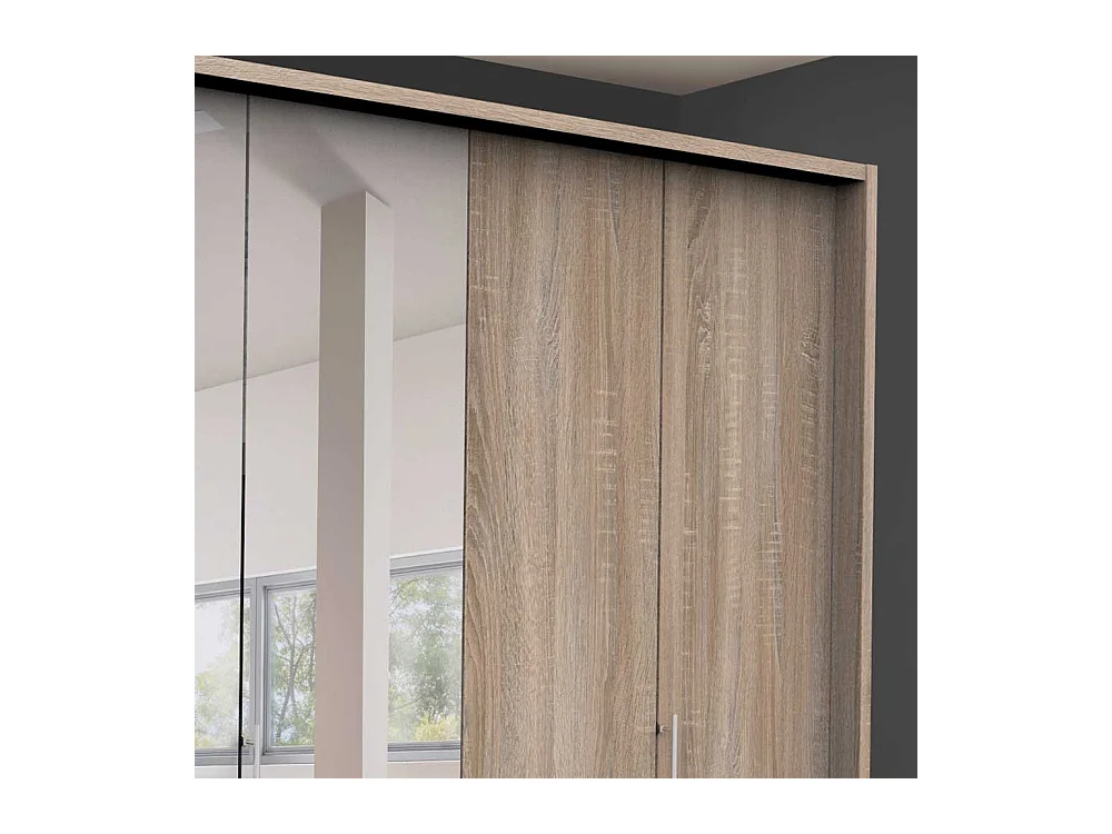 Moderner Spiegel Schrank mit Falttüren Eiche Sägerau