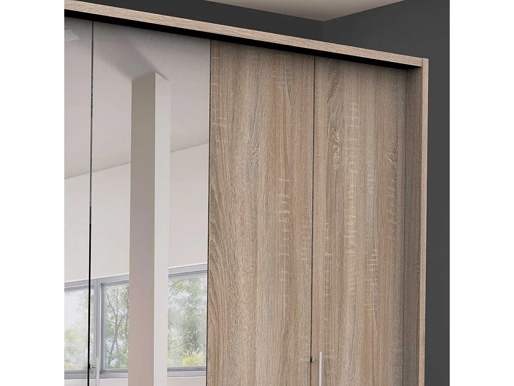 Moderner Spiegel Schrank mit Falttüren Eiche Sägerau