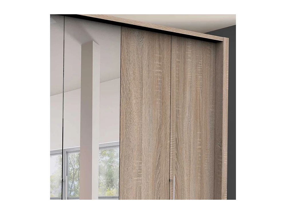 Schlafzimmerkleiderschrank mit Falttüren Spiegel und Schubladen Eiche Sägerau