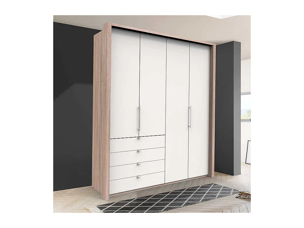 Kombi Jugendschrank in Weiß und Eiche Sägerau Made in Germany