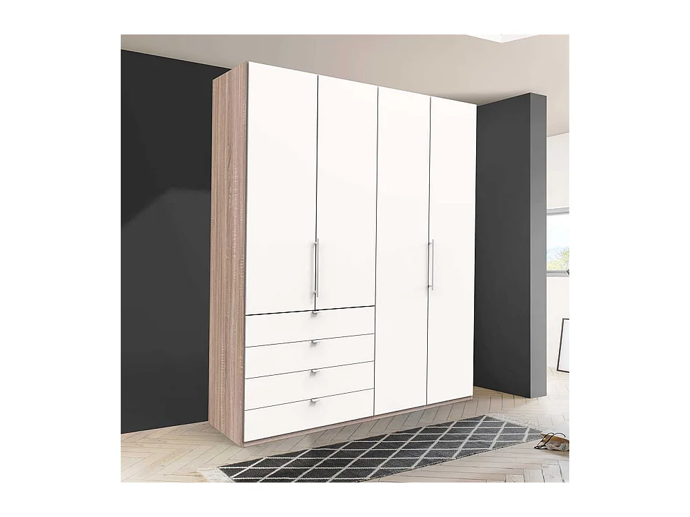 Kombi Jugendschrank in Weiß und Eiche Sägerau Made in Germany