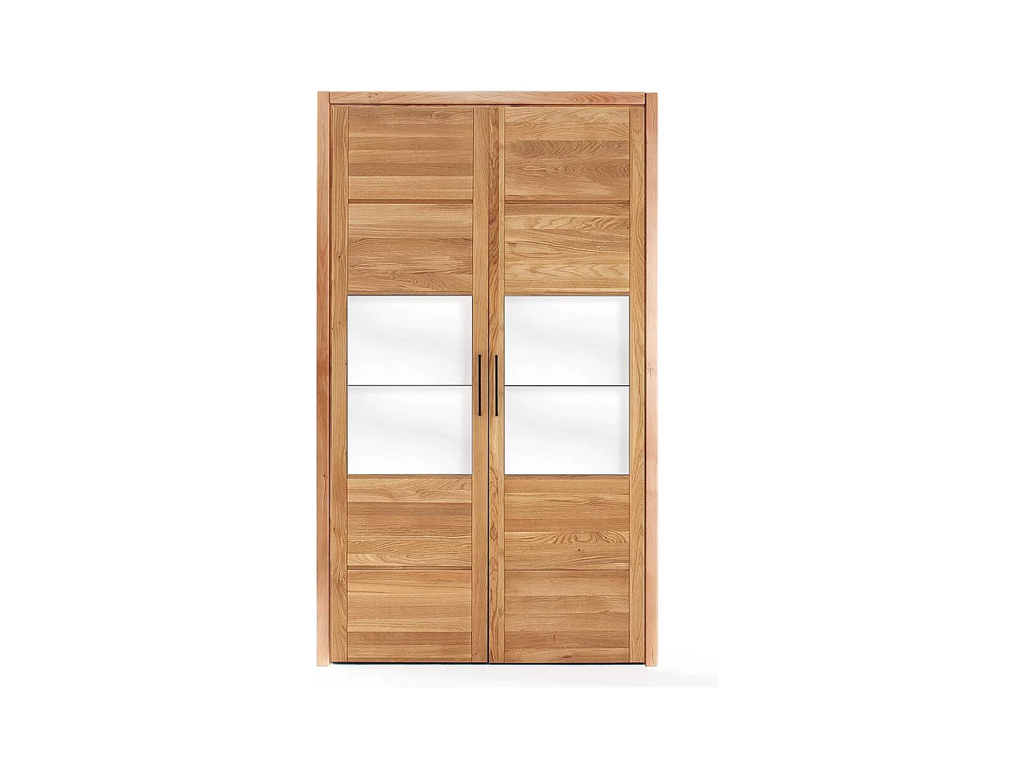 Massivholzkleiderschrank mit Glas 2 türig Holz Oberfläche geölt