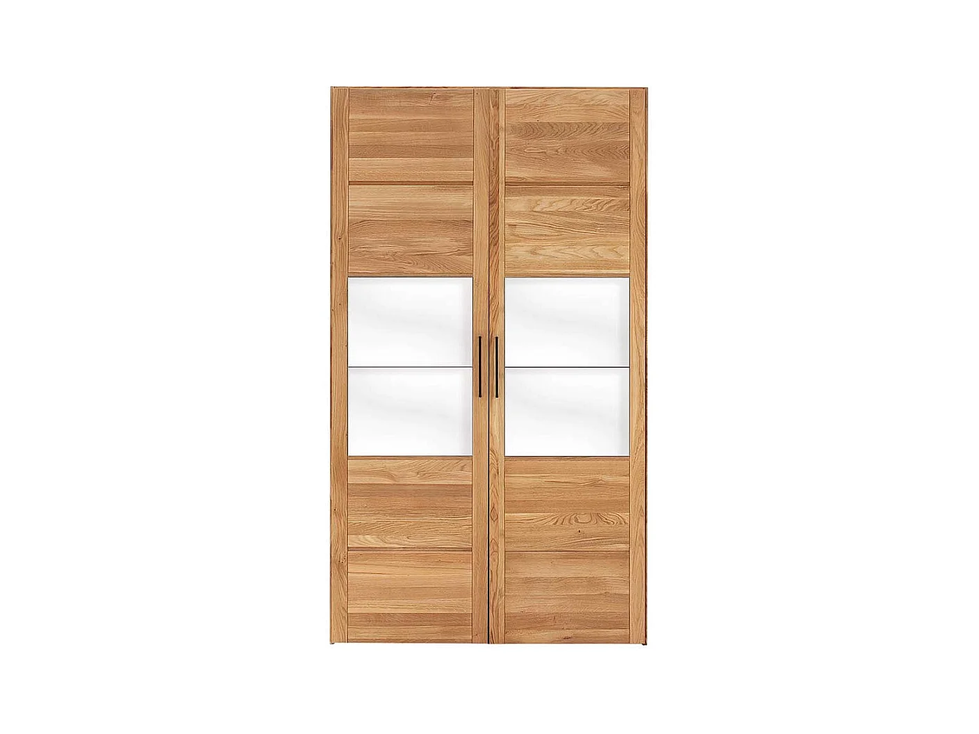 Massivholzkleiderschrank mit Glas 2 türig Holz Oberfläche geölt