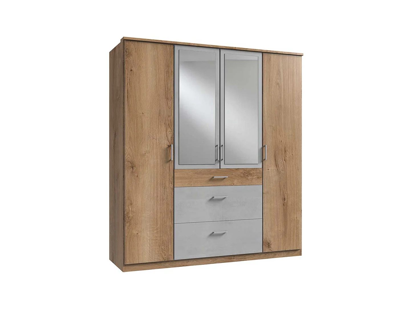 Schlafzimmerkleiderschrank mit Schubladen und Spiegeltüren 58 cm tief