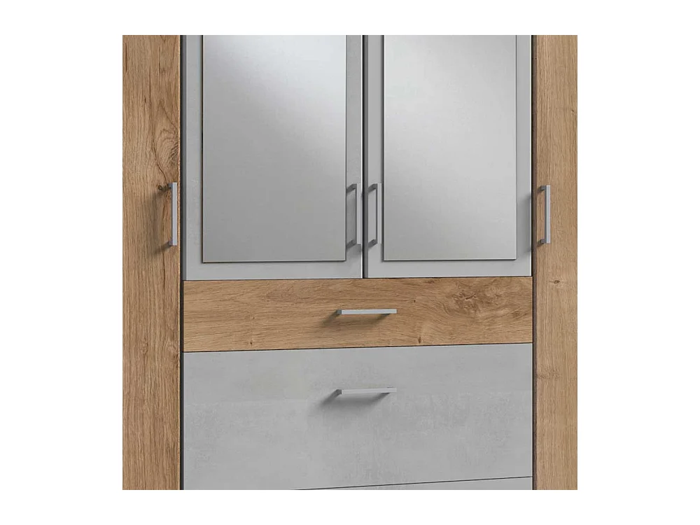 Schlafzimmerkleiderschrank mit Schubladen und Spiegeltüren 58 cm tief