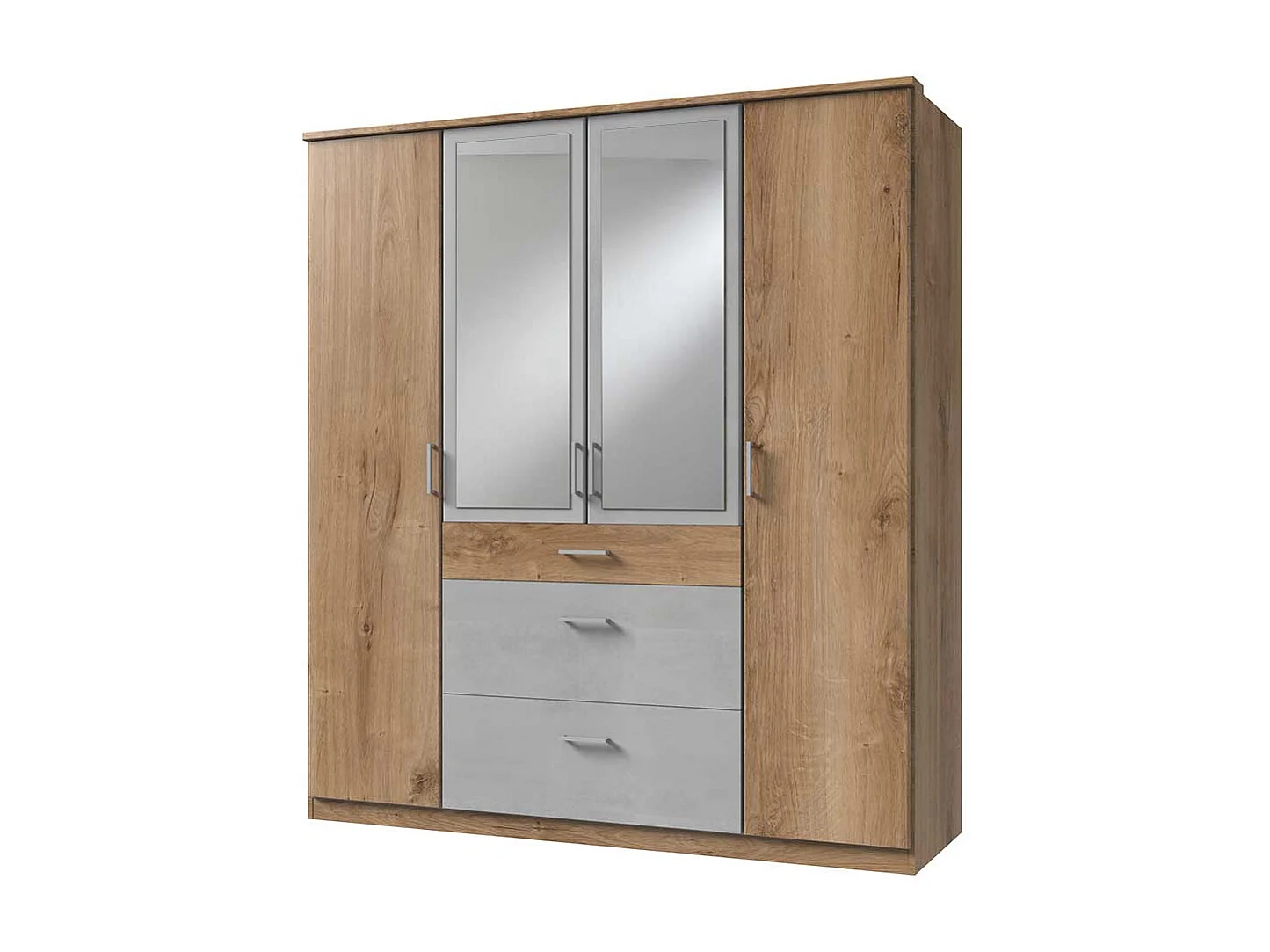 Schlafzimmerkleiderschrank mit Schubladen und Spiegeltüren 58 cm tief