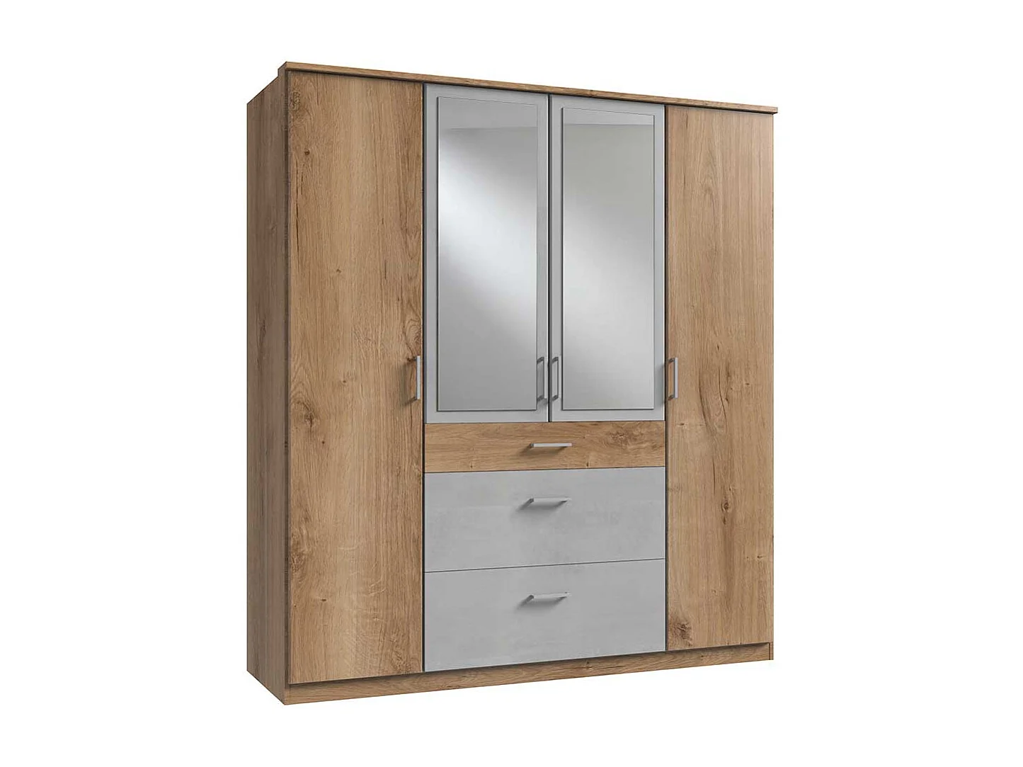 Schlafzimmerkleiderschrank mit Schubladen und Spiegeltüren 58 cm tief