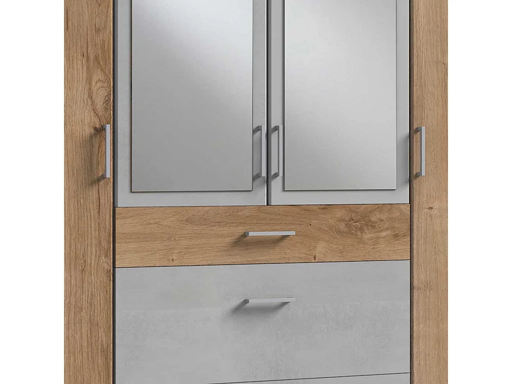 Schlafzimmerkleiderschrank mit Schubladen und Spiegeltüren 58 cm tief