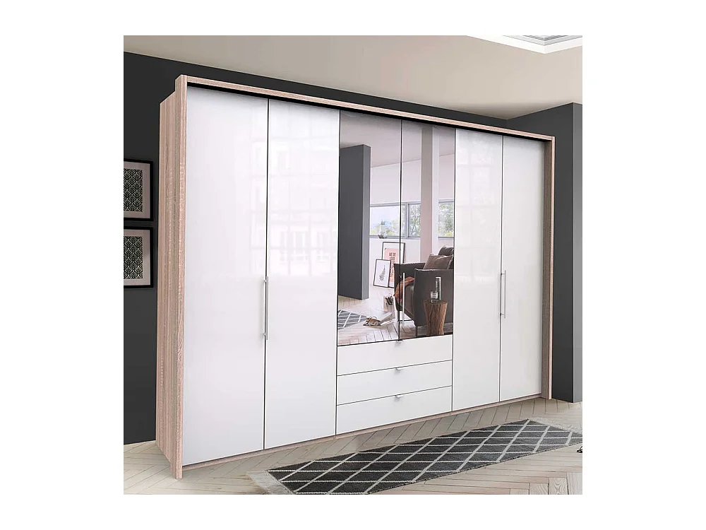 Spiegel Schlafzimmerkleiderschrank mit Falttüren und Schubladen modern
