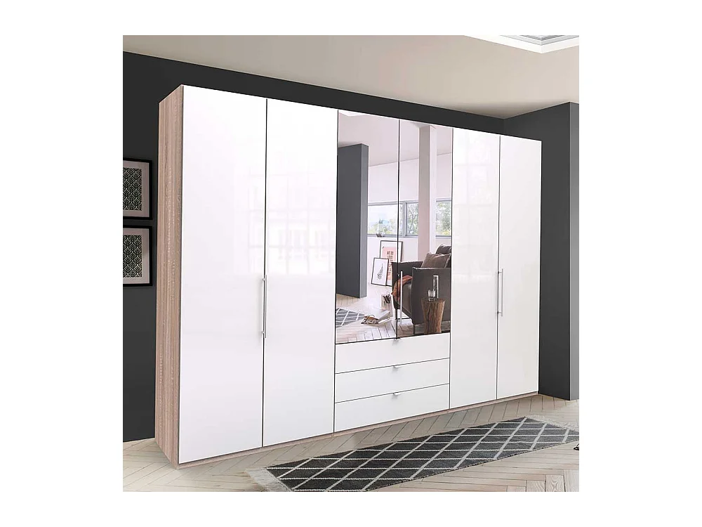 Spiegel Schlafzimmerkleiderschrank mit Falttüren und Schubladen modern