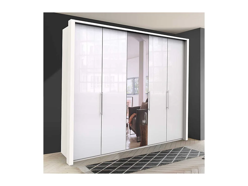 Falttürenankleideschrank in Weiß Spiegel