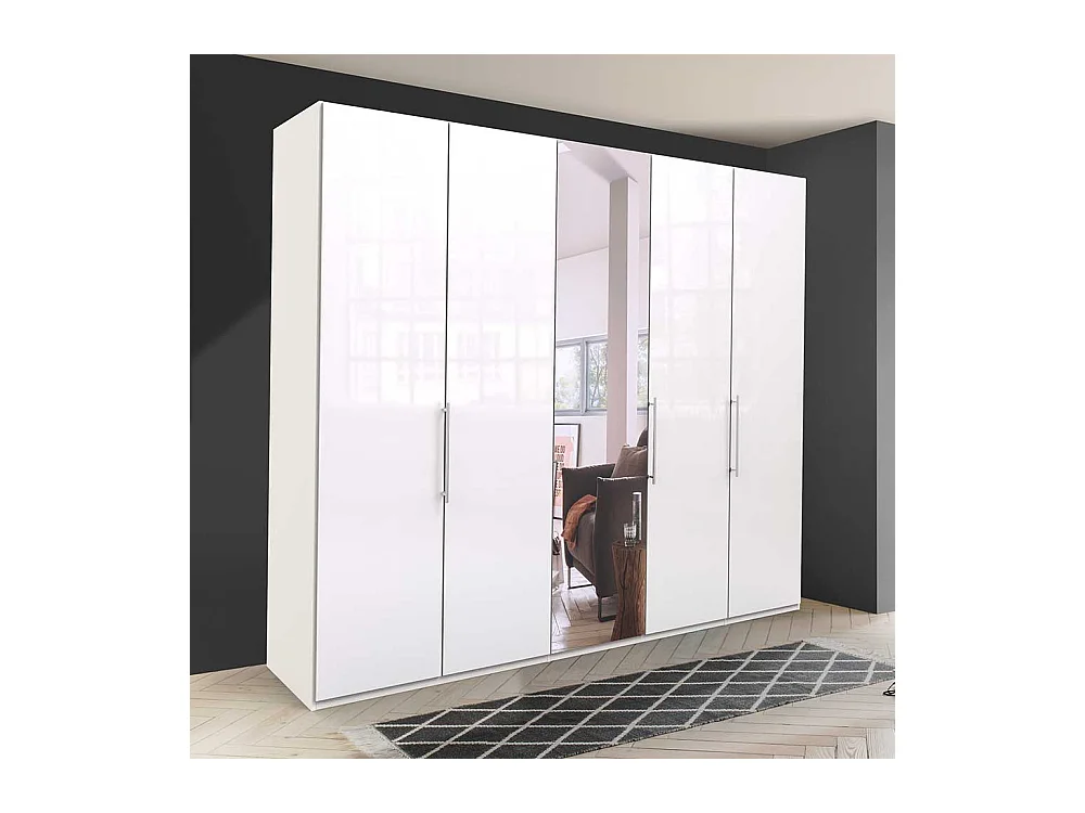 Falttürenankleideschrank in Weiß Spiegel