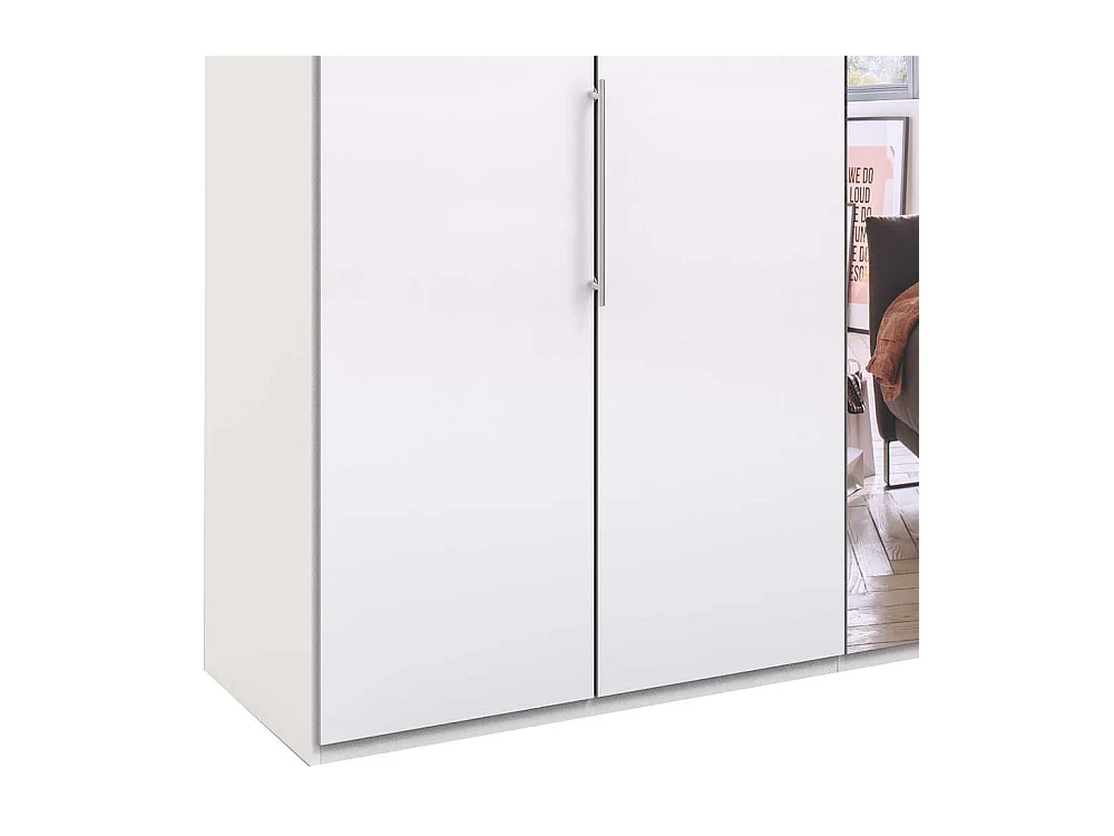 Falttürenankleideschrank in Weiß Spiegel
