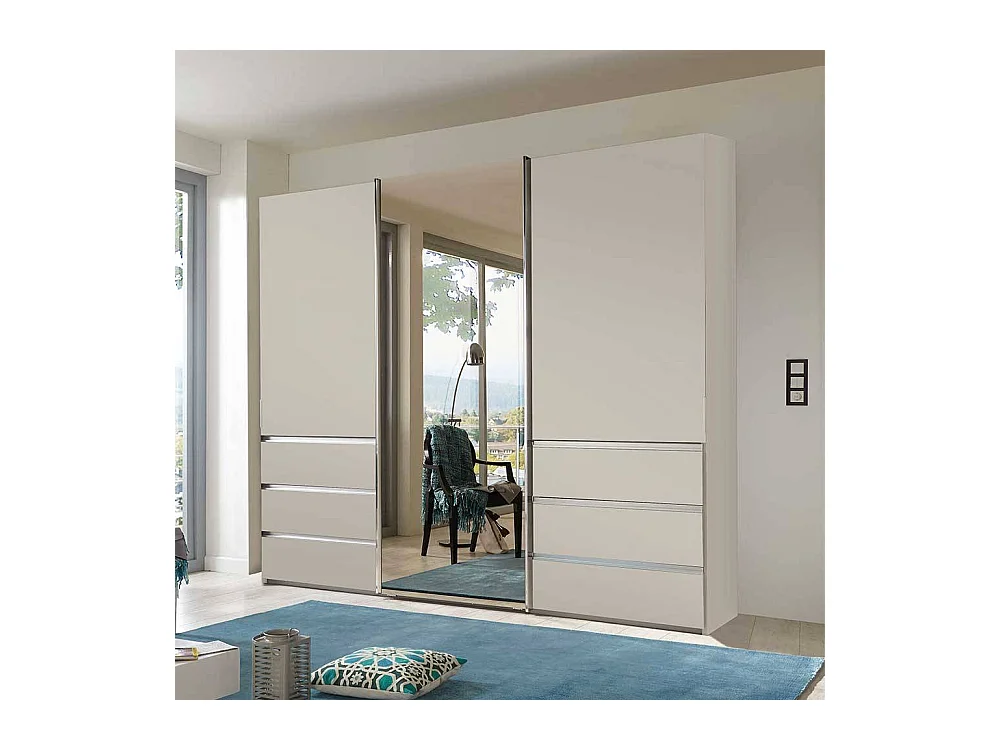 Schwebtuerenschrank in Champagner 300 cm breit und 67 cm tief